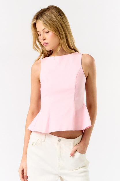 Baby Pink Back Tie Top