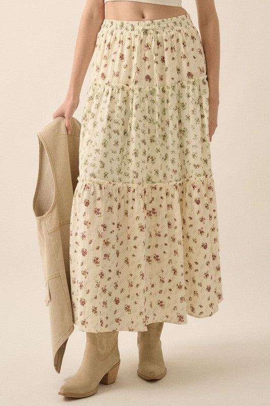 Pia Flower Field Maxi Skirt (Pink)