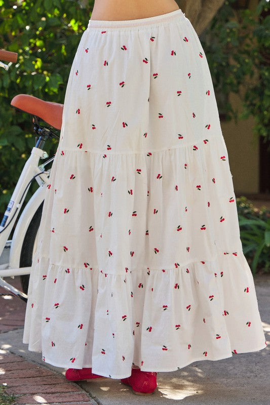 Cherry Twist Maxi Skirt