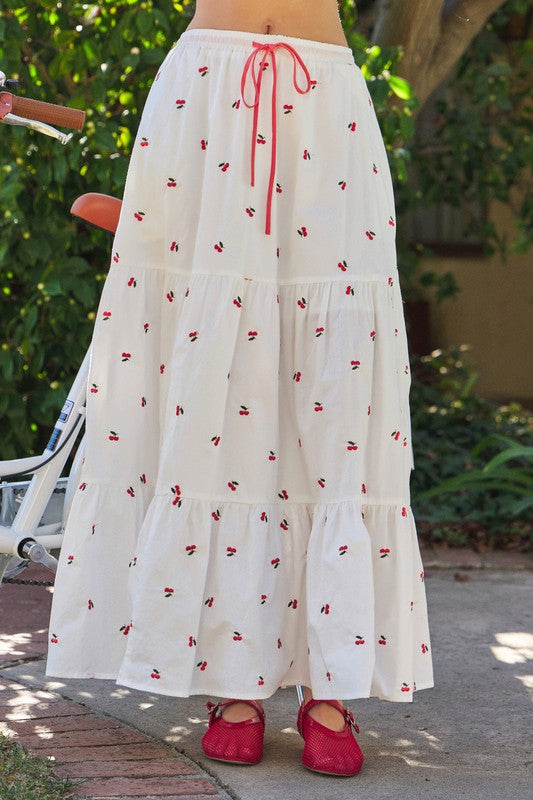 Cherry Twist Maxi Skirt