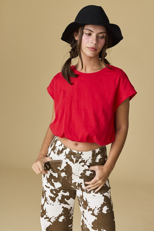 Red Bubble Hem Top