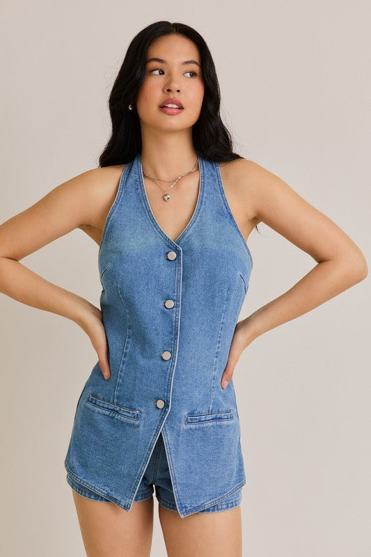 Karoline Romper (Denim)