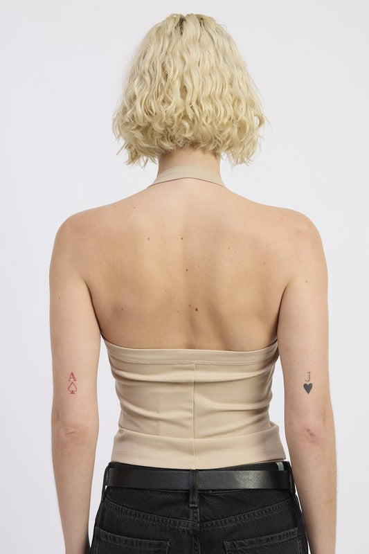Sculpt Halter Top (Beige)
