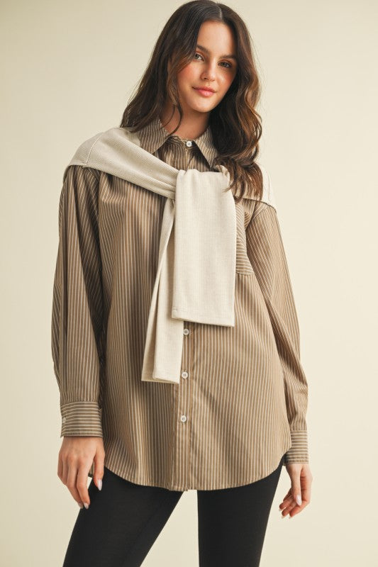 Preppy Stripe Layered Shirt(PRE-ORDER (11/7)/ Restock)