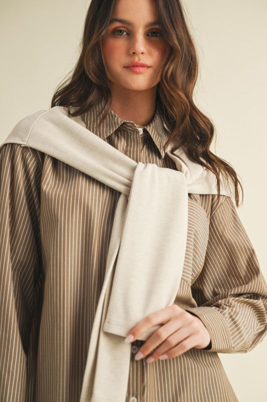 Preppy Stripe Layered Shirt(PRE-ORDER (11/7)/ Restock)