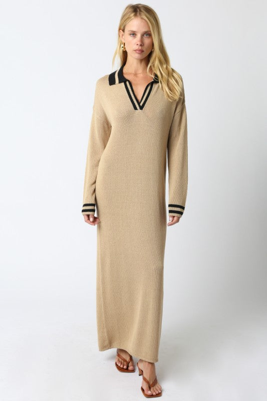 Long Sleeve Polo Sweater Dress