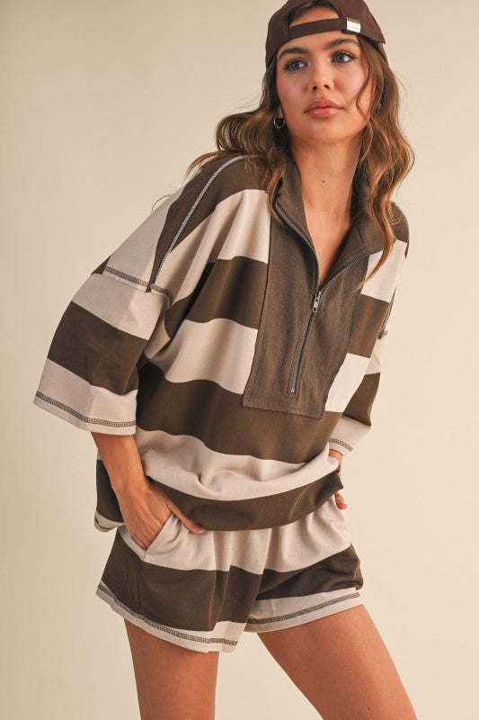 The Varsity Stripe Set (Mocha)