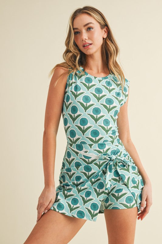 Retro Bloom Wrap Romper
