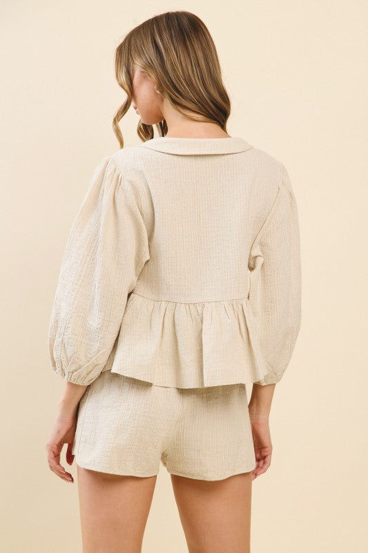 Cream Peplum Set