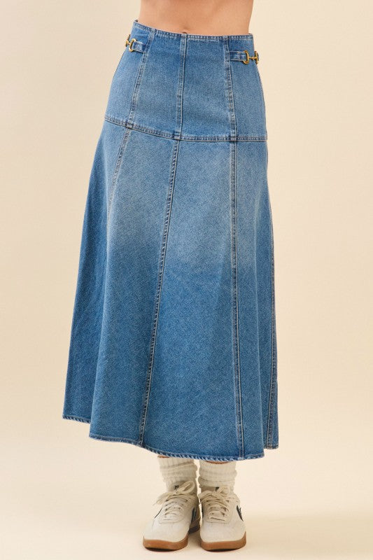In The Details Denim Midi Skirt