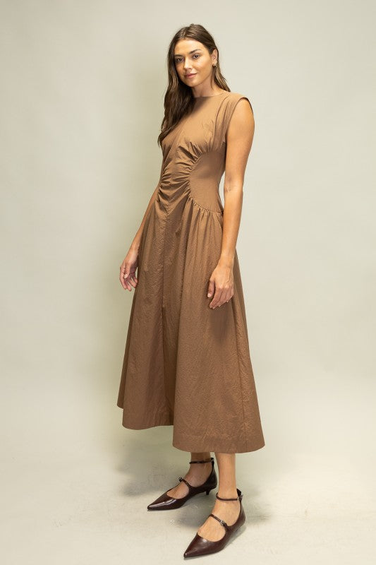 The Sienna Sculpt Dress (Brown)(PRE-ORDER (1-2 week)/ Restock)
