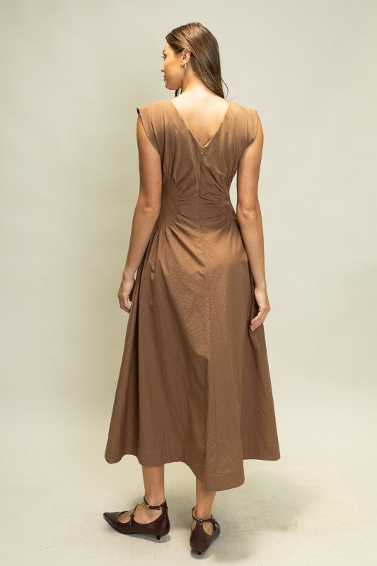 The Sienna Sculpt Dress (Brown)(PRE-ORDER (1-2 week)/ Restock)