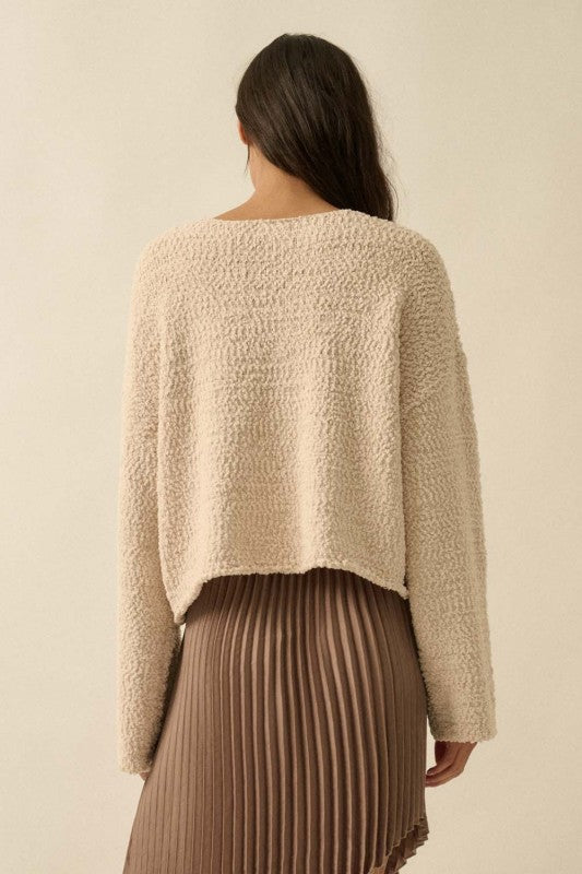 Cream Popcorn Boatneck Sweater