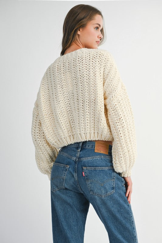 Cream Cropped Cardigan