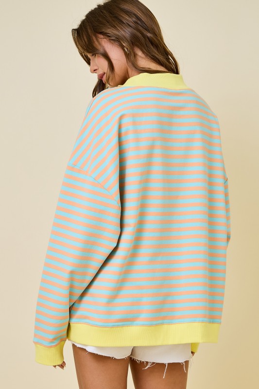 The Sugar Stripe Mockneck (Orange/Blue)