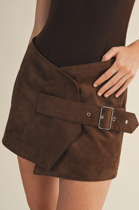Brown Belted Wrap Romper