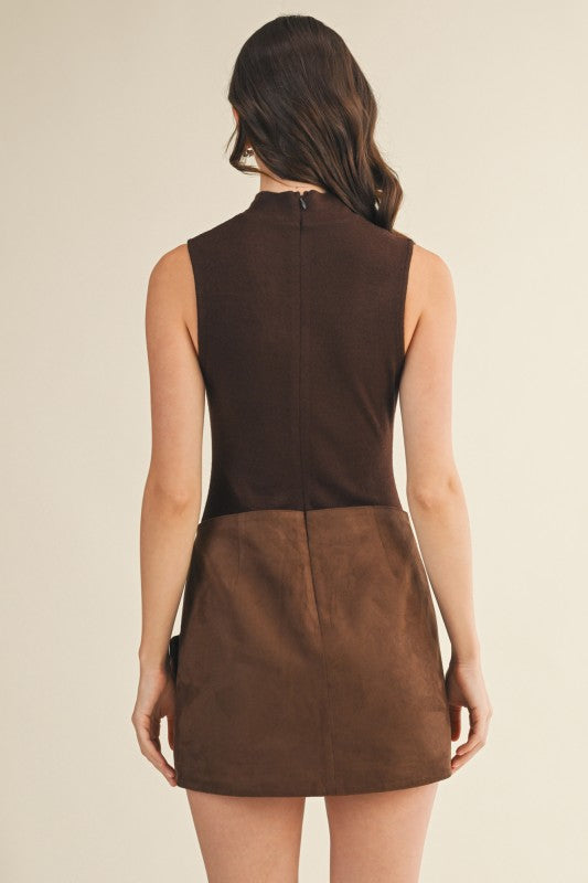 Brown Belted Wrap Romper