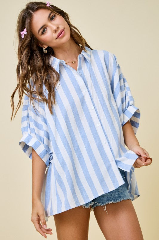 The Effortless Stripe Shirt (Blue)