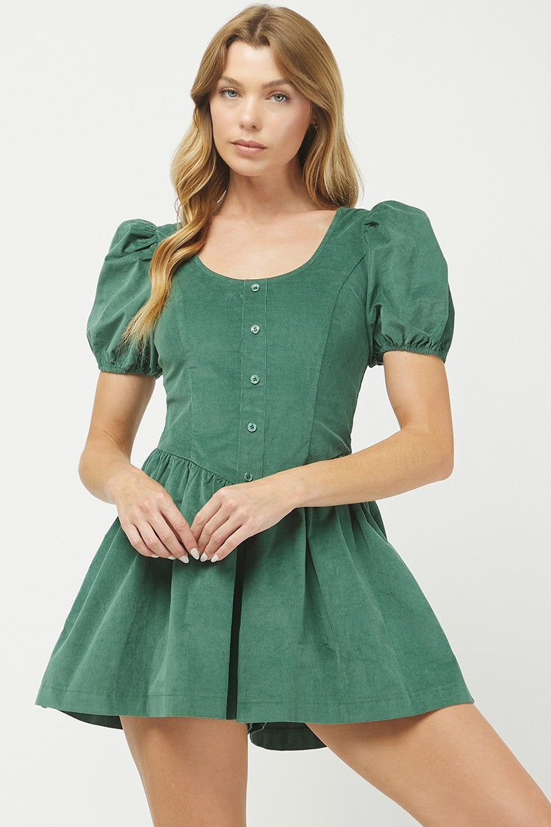 Evergreen Corduroy Romper