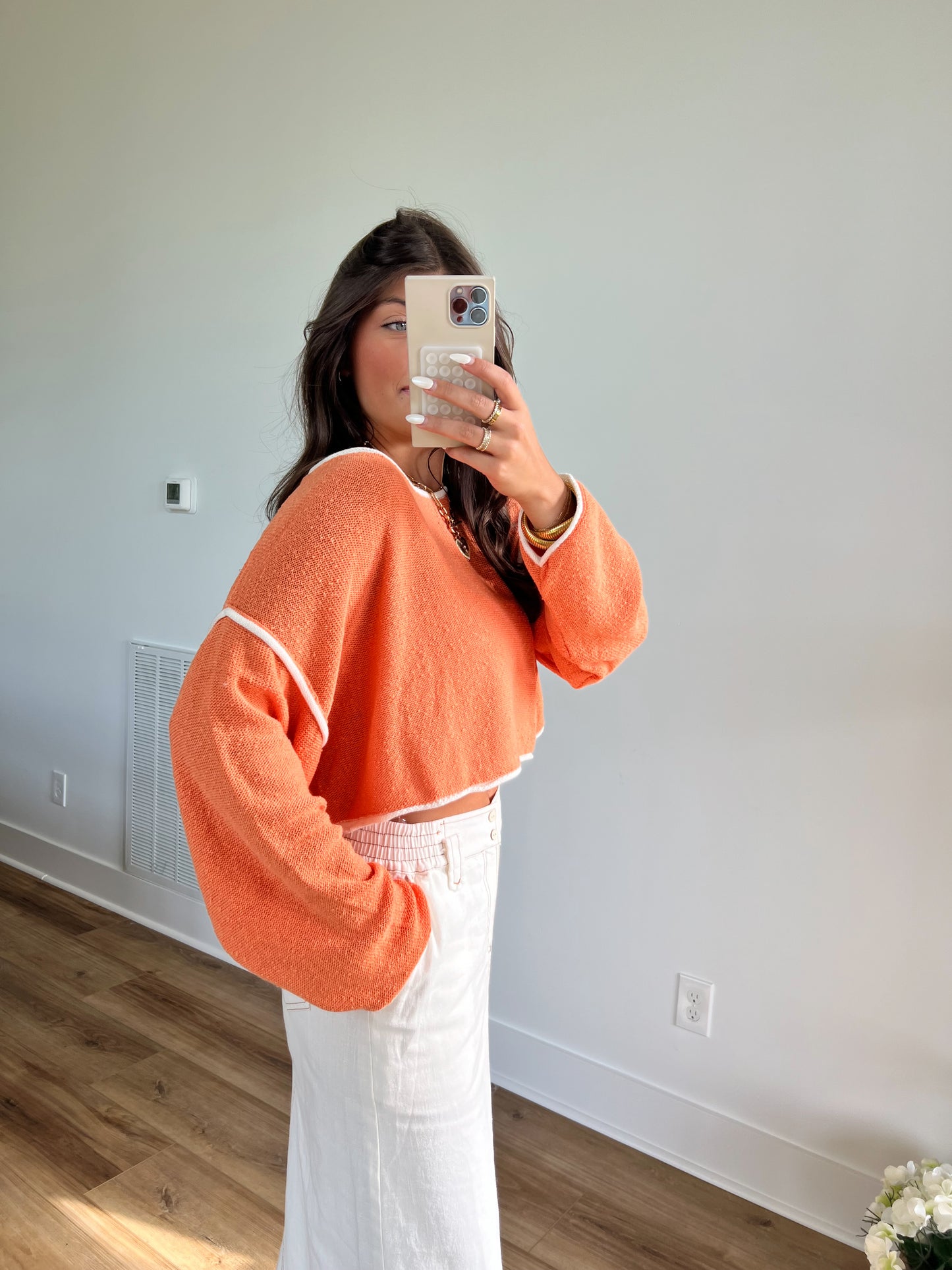 Orange Boat Neck Sweater