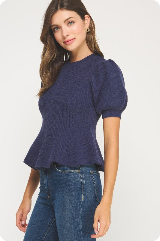 Winter Navy Peplum Sweater