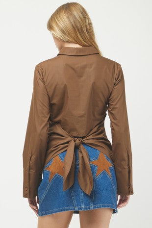 Espresso Tie Back Blouse