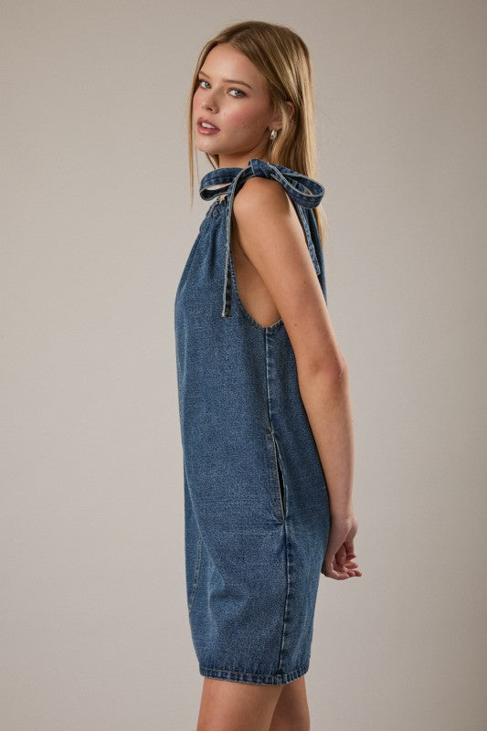 Tie Shoulder Denim Dress – Shop The Muse