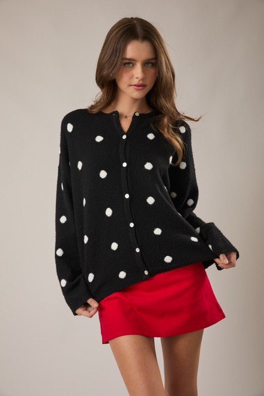 The Noelle Dot Cardi (Black)