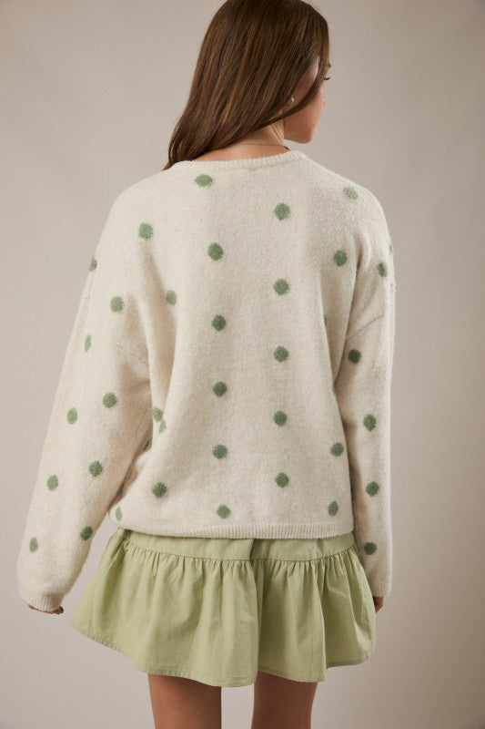 The Noelle Dot Cardi (Green)