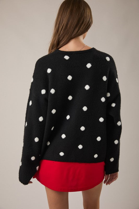 The Noelle Dot Cardi (Black)
