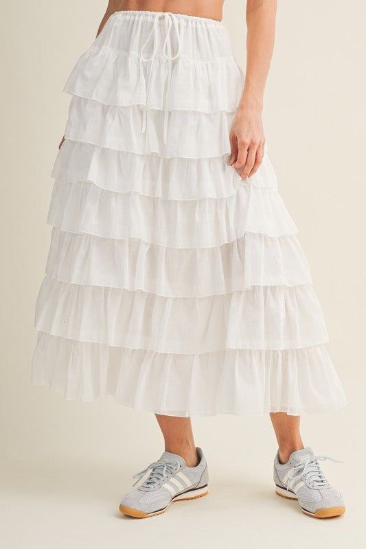 White Ruffle Maxi Dress