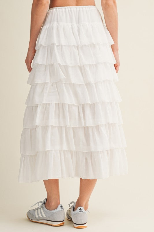 White Ruffle Maxi Dress