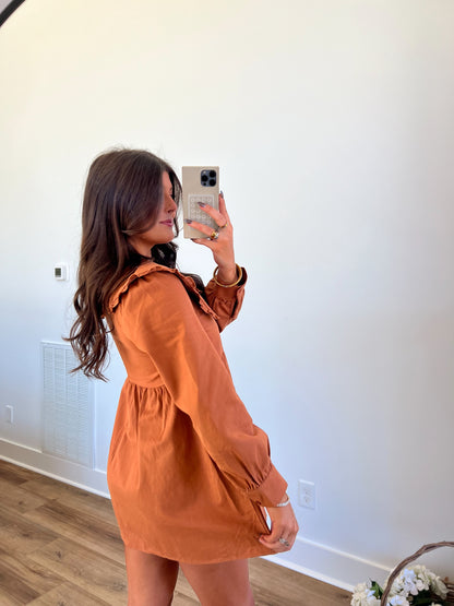 Pumpkin Spice Babydoll Collar Dress (Restock)