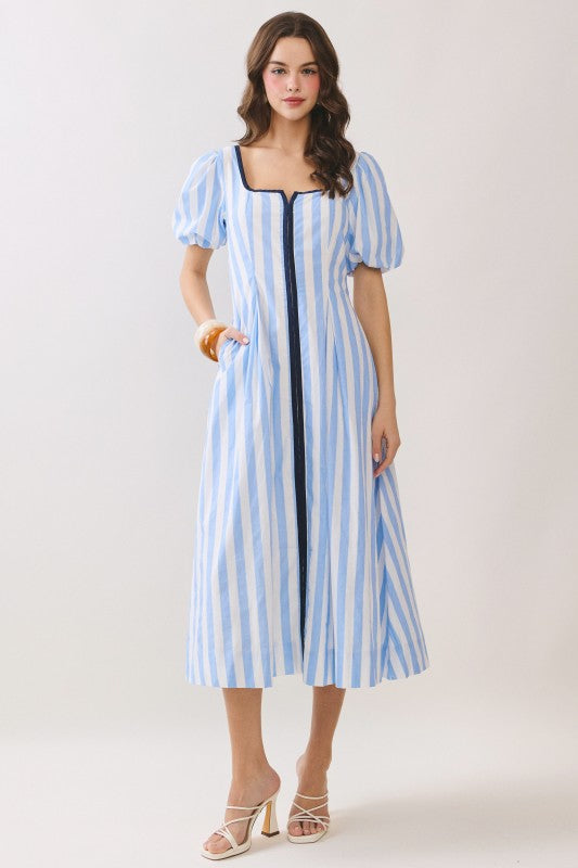 The Carolina Stripe Midi (Blue/Navy)