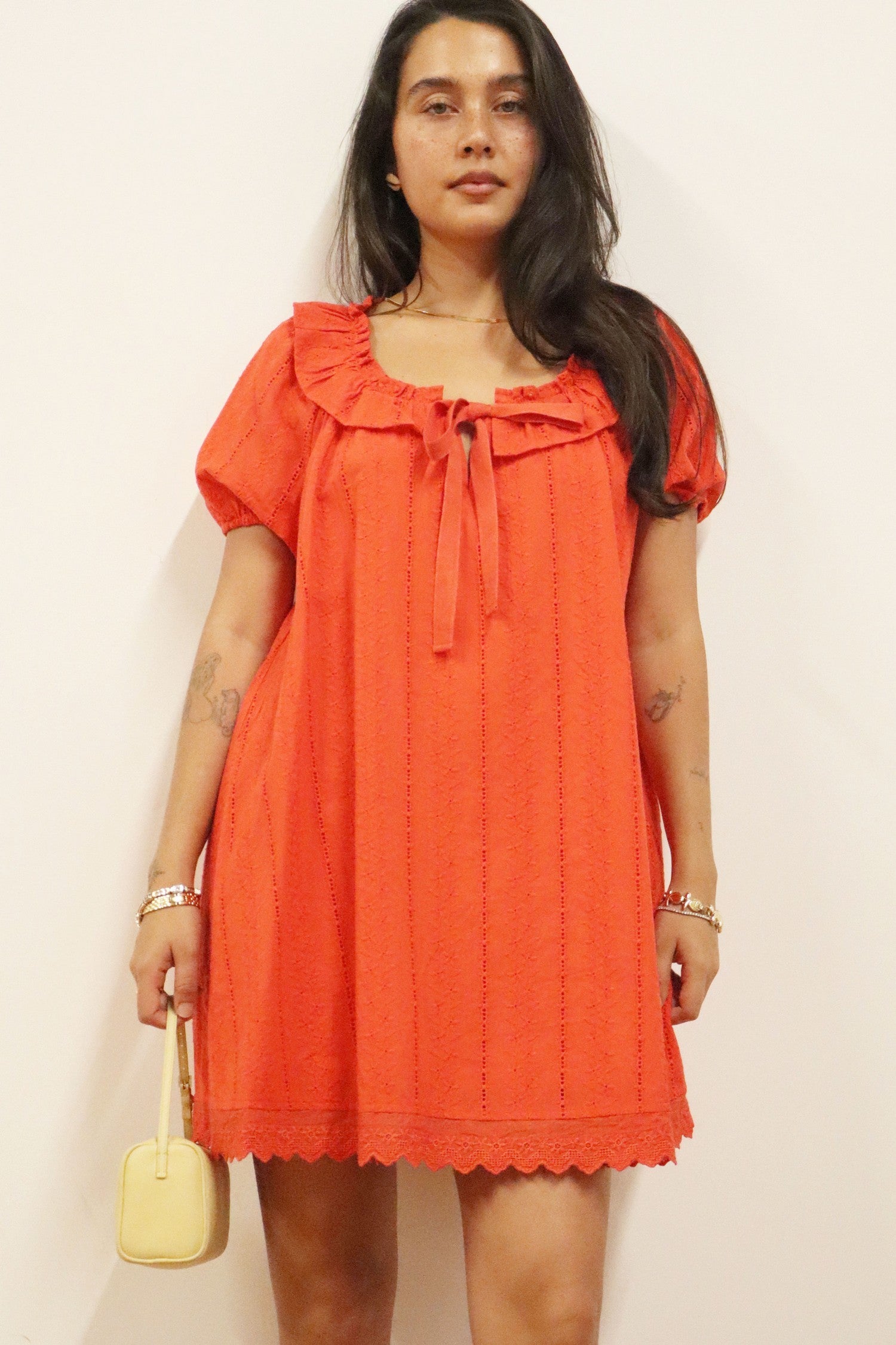 Red Eyelet Babydoll Dress