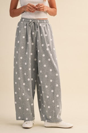 Polka Dot Barrel Sweatpants (Grey)