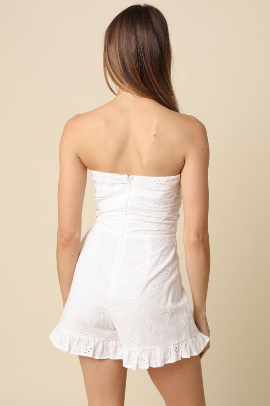 Ivory Eyelet Wrap Romper