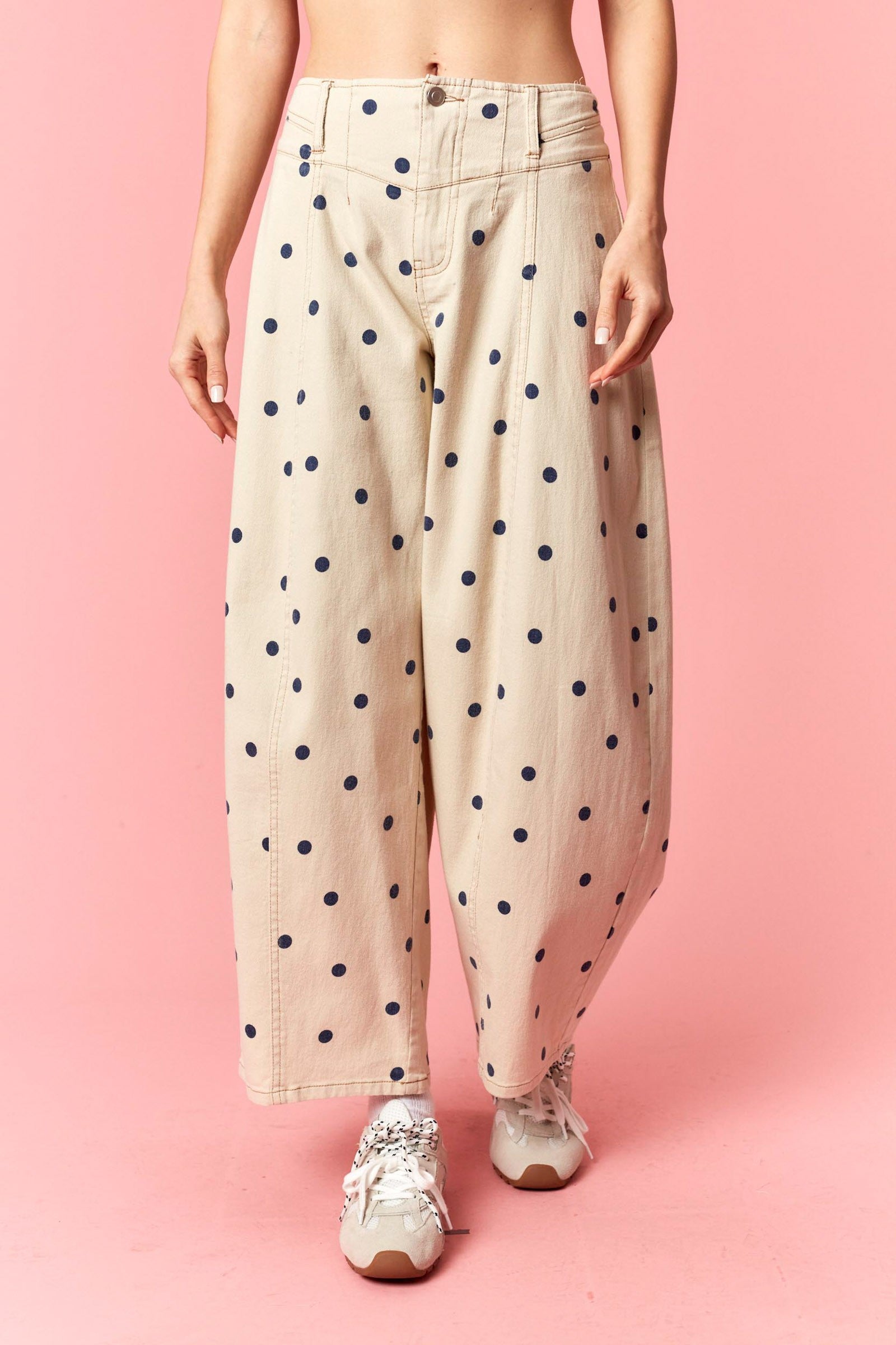 Navy Polka Dot Barrel Jeans