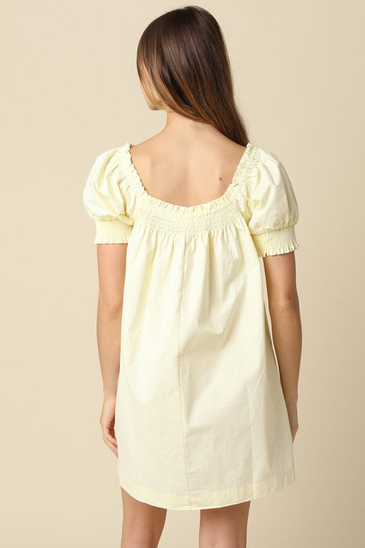 Yellow Smocked Babydoll Dress (Restock)