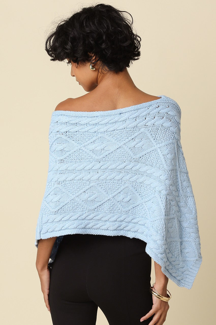 Ollie Sweater Poncho (Baby Blue)