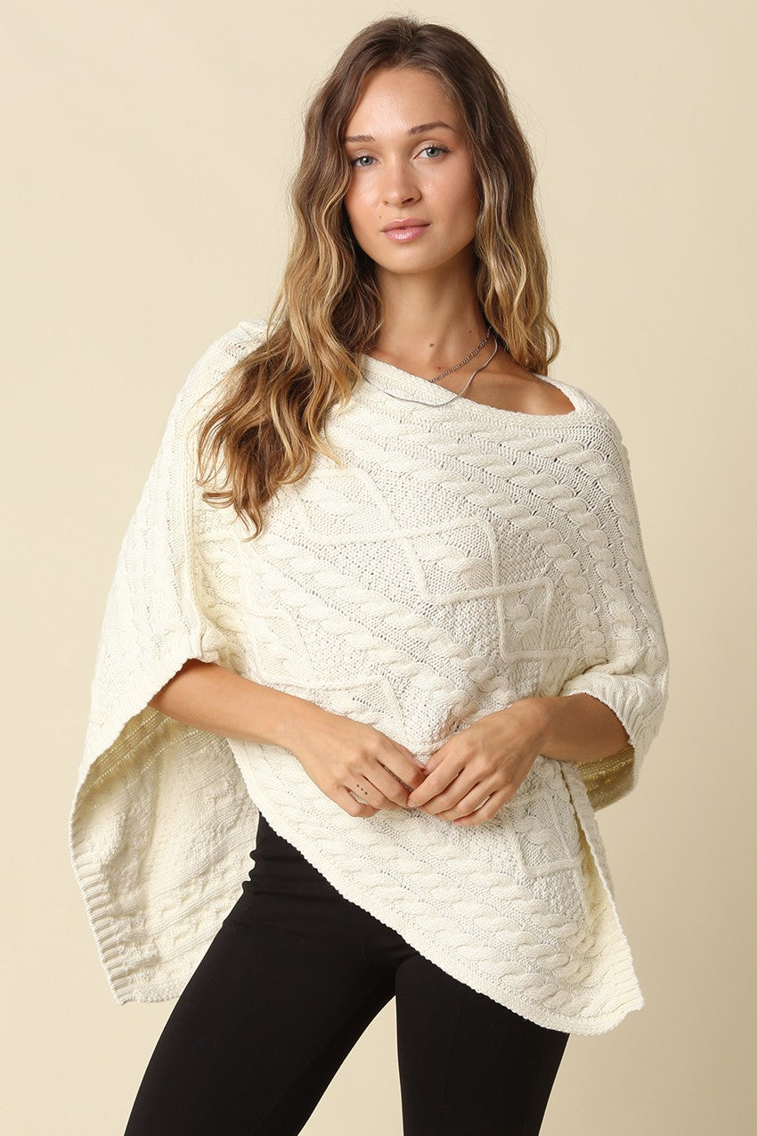 Ollie Sweater Poncho (Ivory)