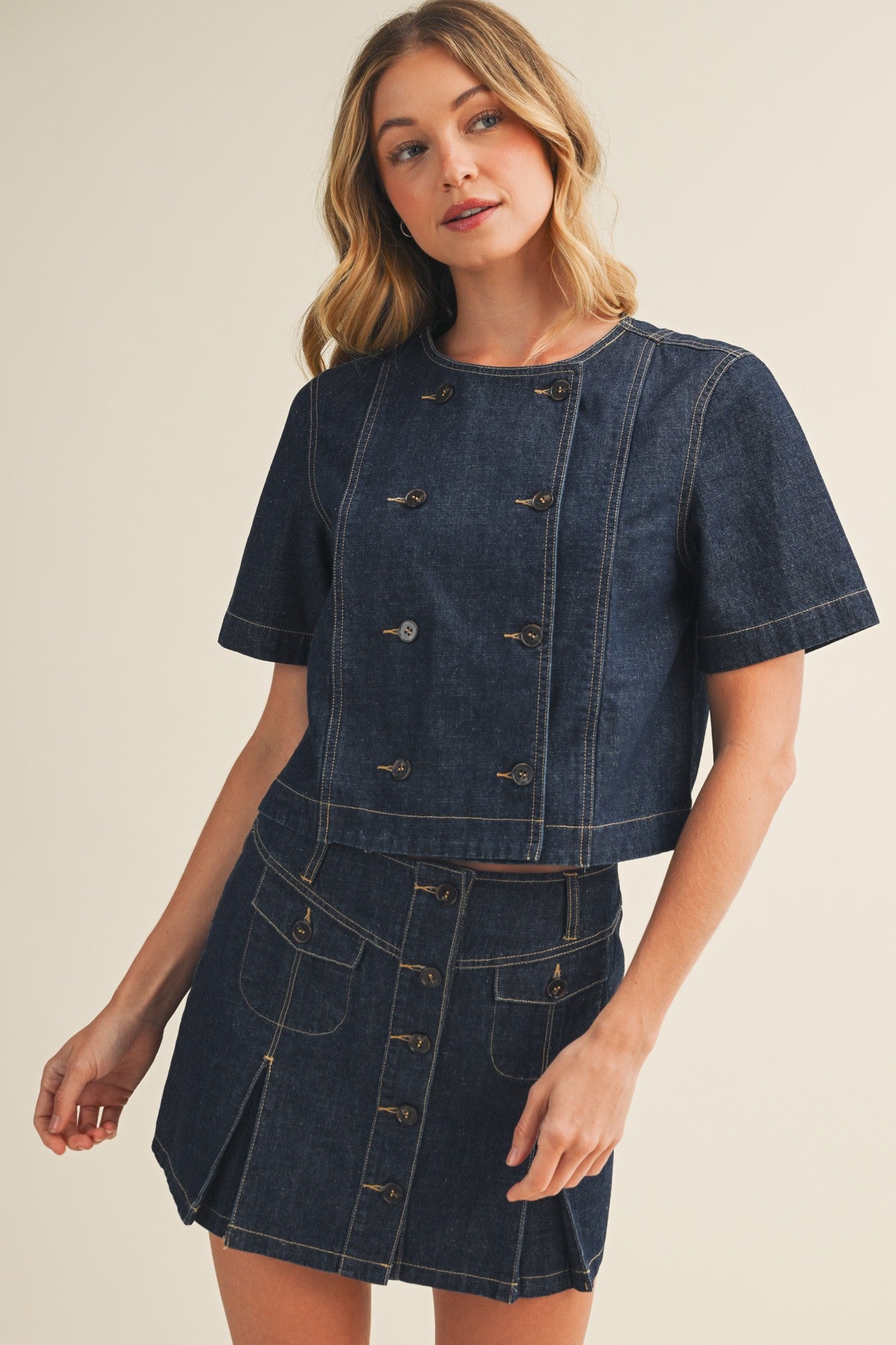 Denim Button Blouse