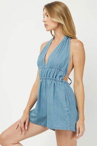 Denim Halter Romper