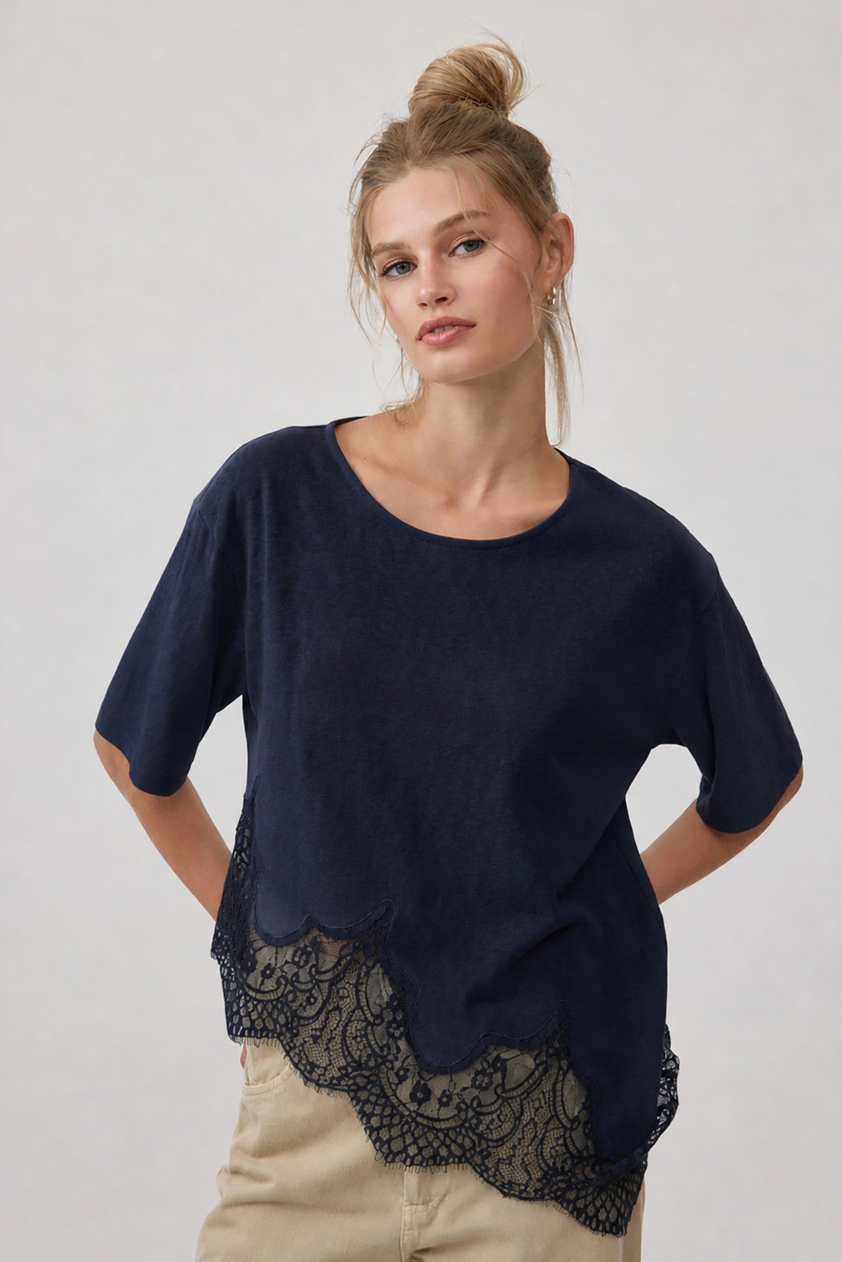 Margot Lace Tee (Midnight)