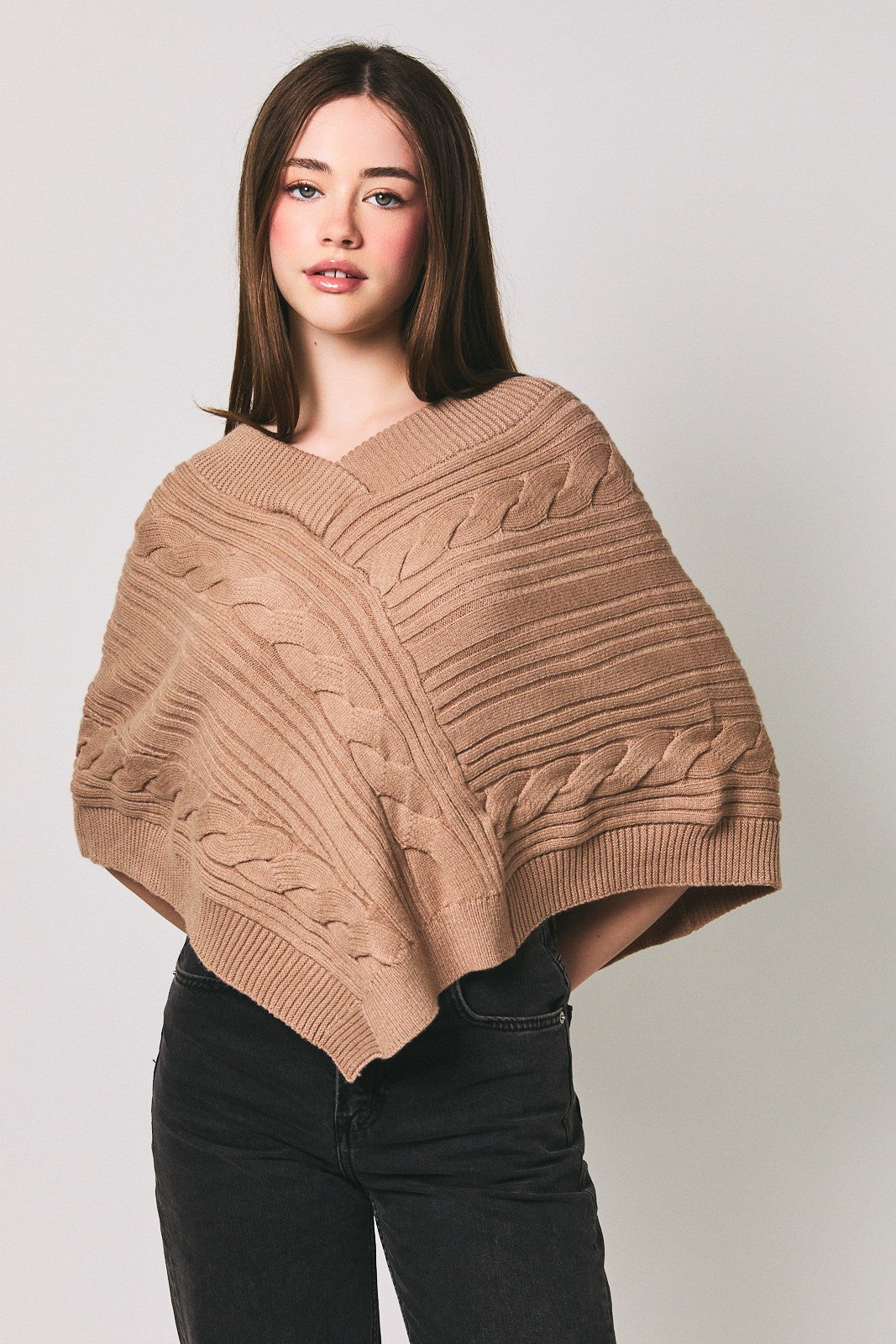 Camel Cable Poncho