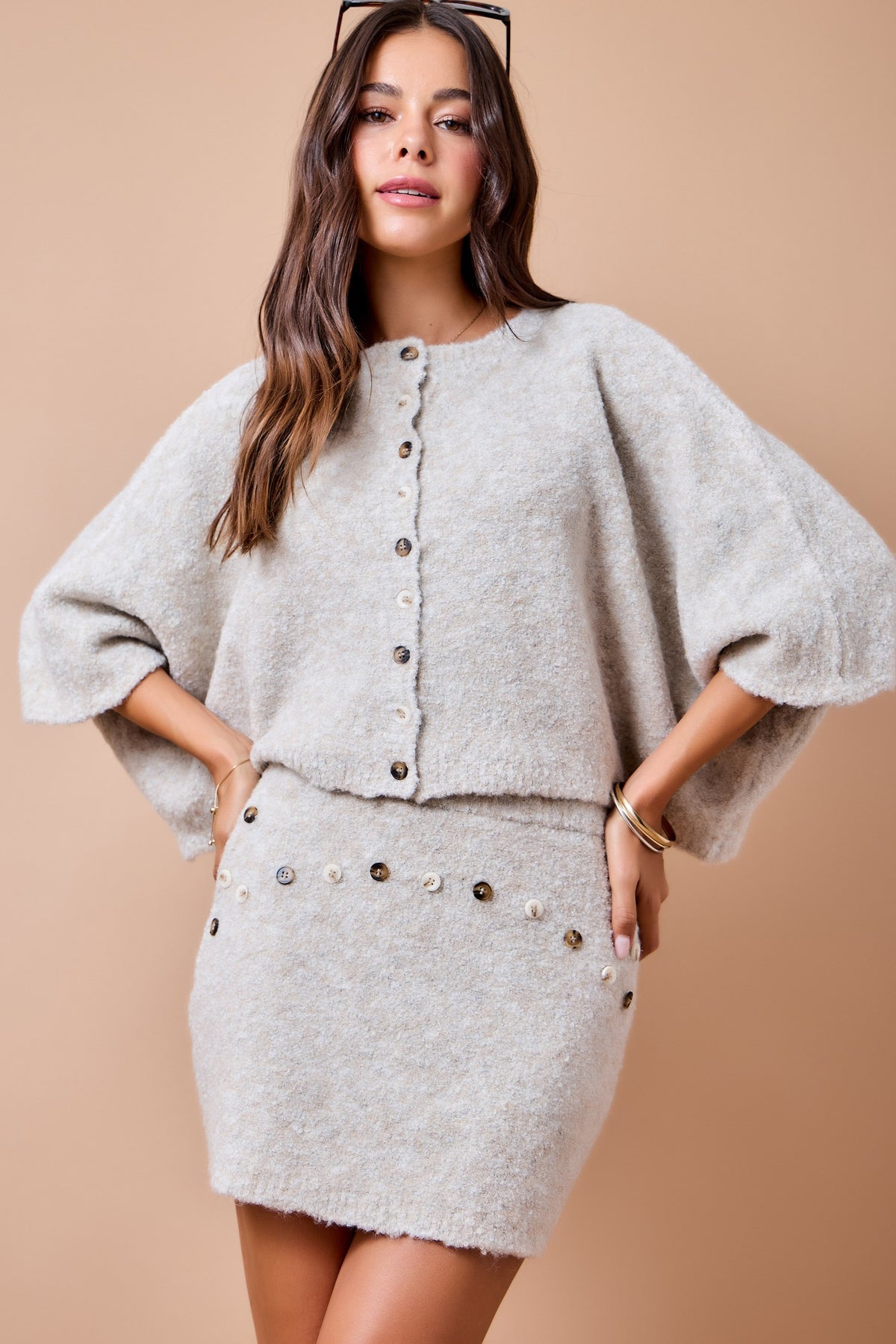 Button Detail Knit Set