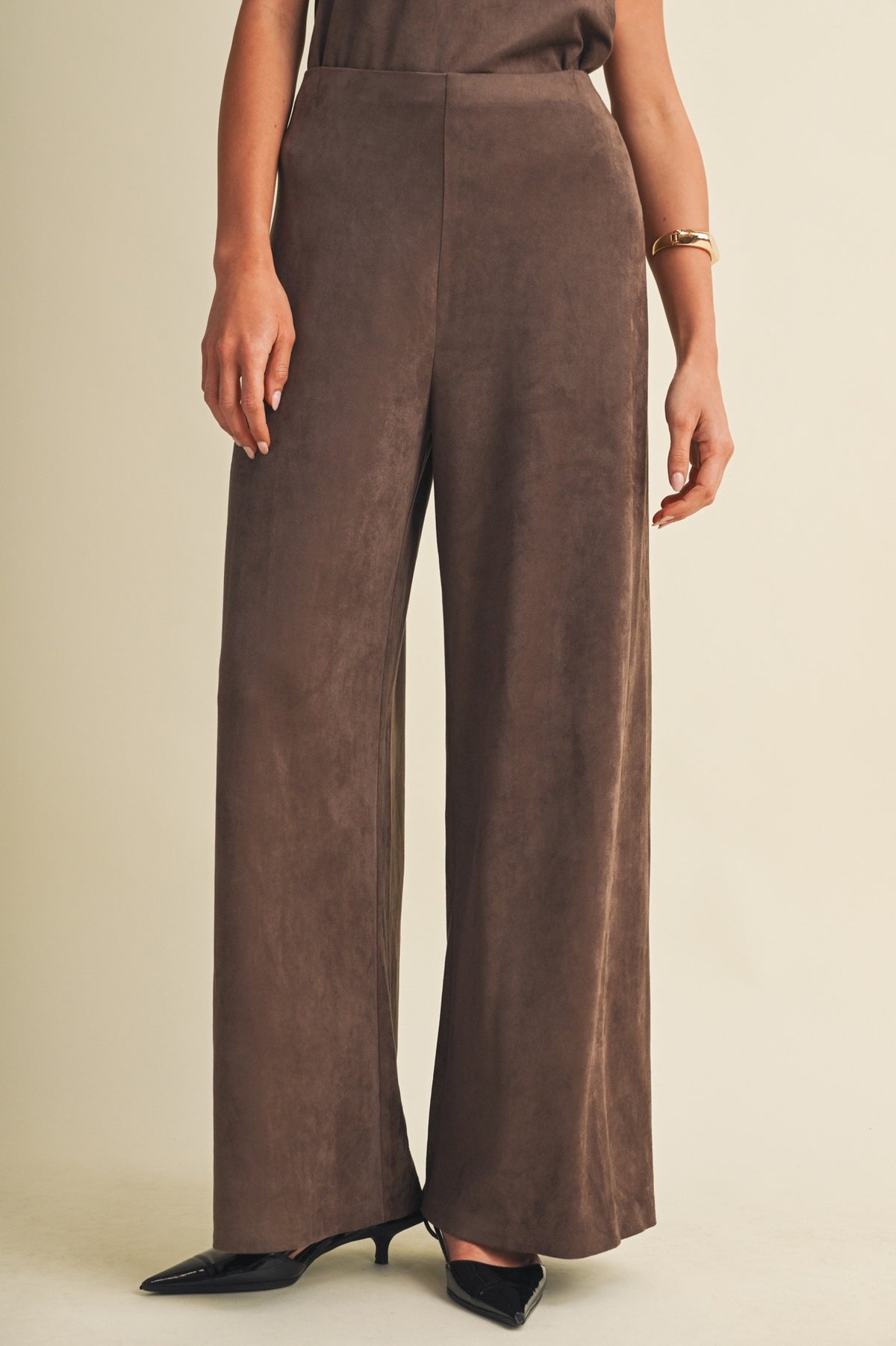 Brown Suede Pants Set