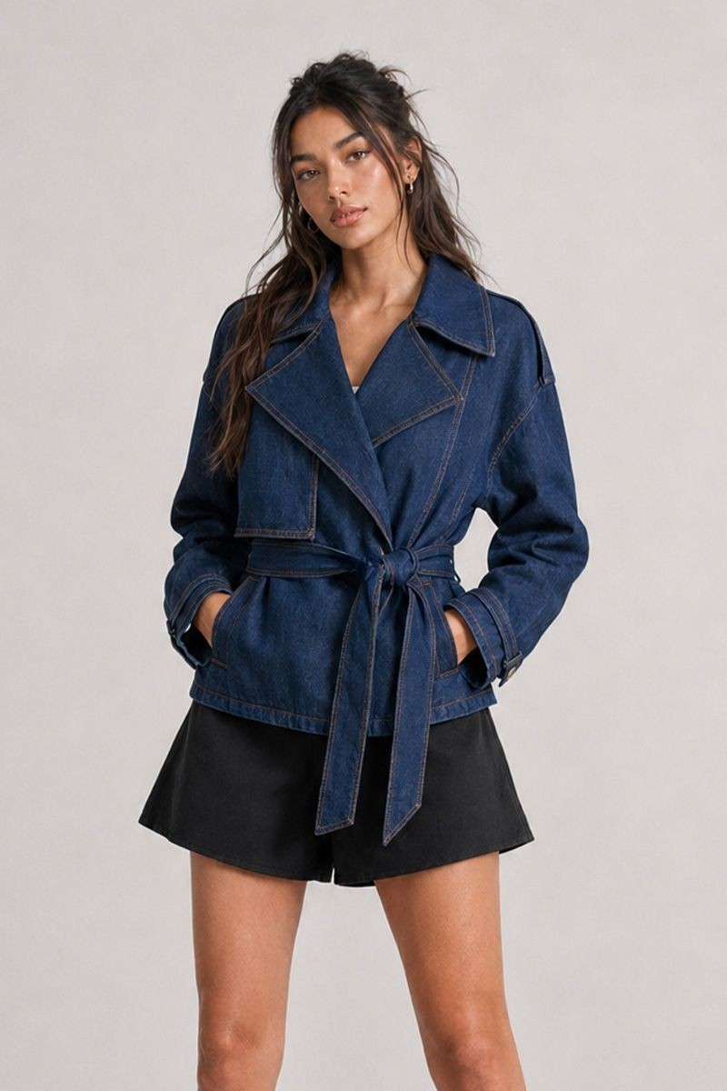 Dark Denim Trench Coat (PRE-ORDER (1-2 weeks)/ Restock)