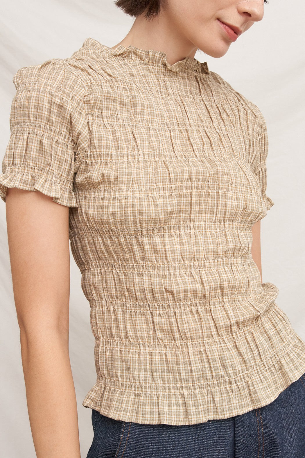 Oatmeal Plaid Top