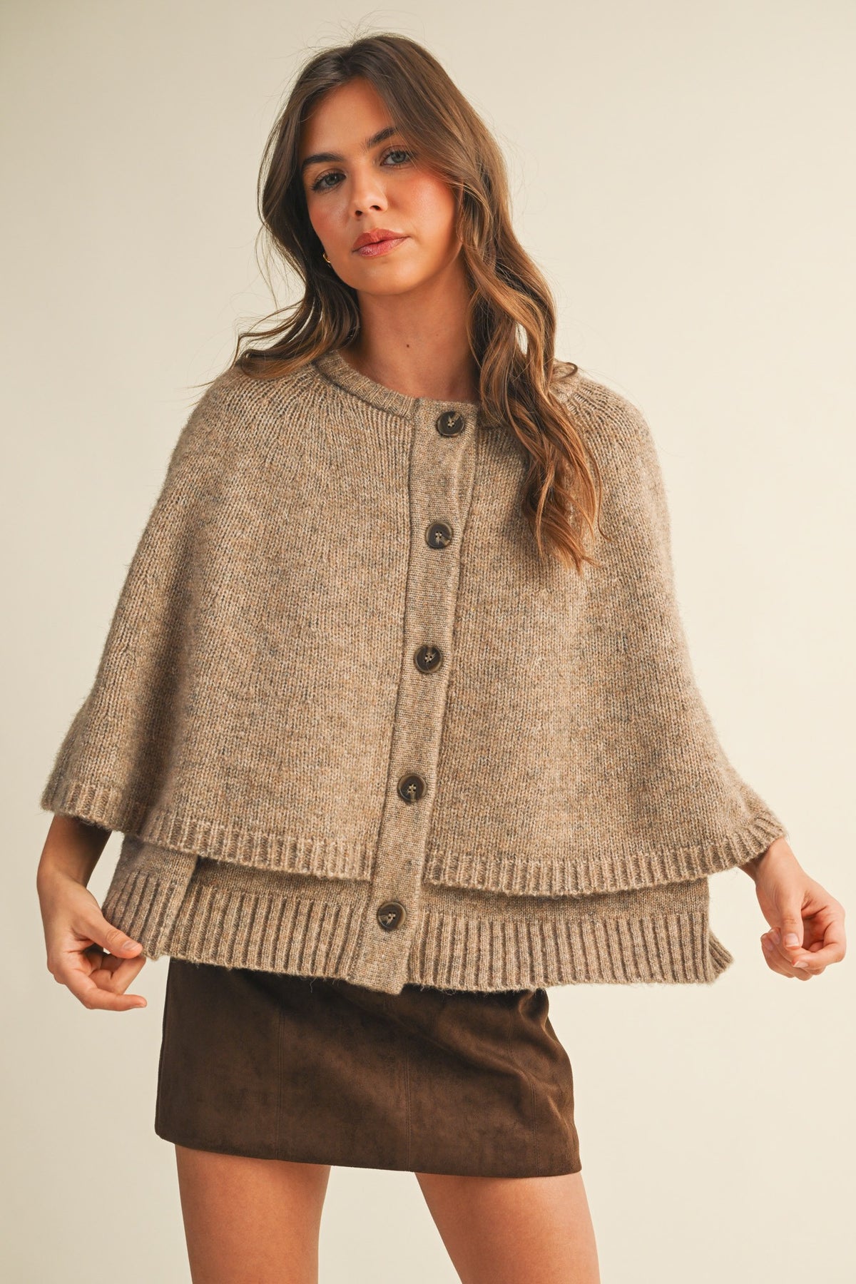 Lydia Cape Sweater (Taupe)